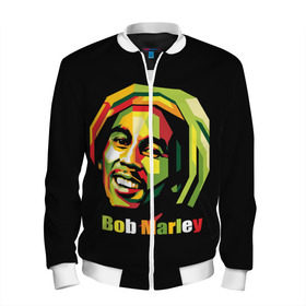Мужской бомбер 3D с принтом Bob Marley в городе Новоалтайск, 100% полиэстер | застегивается на молнию, по бокам два кармана без застежек, по низу бомбера и на воротнике - эластичная резинка | Тематика изображения на принте: боб марли | регги