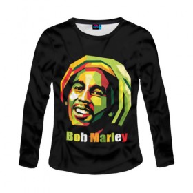 Женский лонгслив 3D с принтом Bob Marley в городе Новоалтайск, 100% полиэстер | длинные рукава, круглый вырез горловины, полуприлегающий силуэт | боб марли | регги