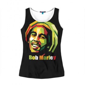 Женская майка 3D с принтом Bob Marley в городе Новоалтайск, 100% полиэстер | круглая горловина, прямой силуэт, длина до линии бедра | боб марли | регги
