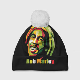 Шапка 3D c помпоном с принтом Bob Marley в городе Новоалтайск, 100% полиэстер | универсальный размер, печать по всей поверхности изделия | боб марли | регги