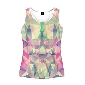 Женская майка 3D с принтом Grazy Poly VPPDGryphon в городе Новоалтайск, 100% полиэстер | круглая горловина, прямой силуэт, длина до линии бедра | poly | полигон | текстура | узор