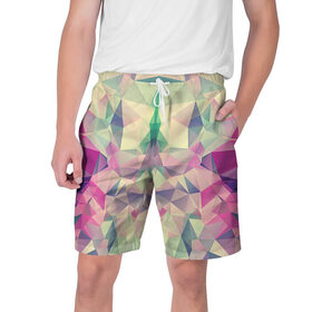 Мужские шорты 3D с принтом Grazy Poly VPPDGryphon в городе Новоалтайск,  полиэстер 100% | прямой крой, два кармана без застежек по бокам. Мягкая трикотажная резинка на поясе, внутри которой широкие завязки. Длина чуть выше колен | Тематика изображения на принте: poly | полигон | текстура | узор
