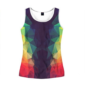 Женская майка 3D с принтом Grazy Poly VPPDGryphon в городе Новоалтайск, 100% полиэстер | круглая горловина, прямой силуэт, длина до линии бедра | poly | полигон | текстура | узор