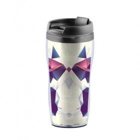 Термокружка-непроливайка с принтом Grazy Poly VPPDGryphon в городе Новоалтайск, внутренняя часть — пищевой пластик, наружная часть — прозрачный пластик, между ними — полиграфическая вставка с рисунком | объем — 350 мл, герметичная крышка | Тематика изображения на принте: 