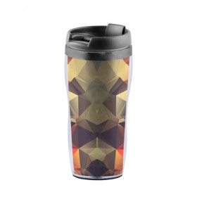 Термокружка-непроливайка с принтом Grazy Poly VPPDGryphon в городе Новоалтайск, внутренняя часть — пищевой пластик, наружная часть — прозрачный пластик, между ними — полиграфическая вставка с рисунком | объем — 350 мл, герметичная крышка | Тематика изображения на принте: 