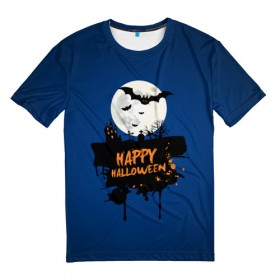 Мужская футболка 3D с принтом Halloween в городе Новоалтайск, 100% полиэфир | прямой крой, круглый вырез горловины, длина до линии бедер | Тематика изображения на принте: cat | dark | halloween | вамп | вампир | ведьма | готика | кот | кошка | магия | ночь | тыква | хэллоуин