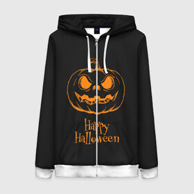 Женская толстовка 3D на молнии с принтом Halloween в городе Новоалтайск, 100% полиэстер | длина до линии бедра, манжеты и пояс оформлены мягкой тканевой резинкой, двухслойный капюшон со шнурком для регулировки, спереди молния, по бокам два кармана | cat | dark | halloween | вамп | вампир | ведьма | готика | кот | кошка | магия | ночь | тыква | хэллоуин