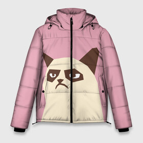 Мужская зимняя куртка 3D с принтом Grumpy cat pink в городе Новоалтайск, верх — 100% полиэстер; подкладка — 100% полиэстер; утеплитель — 100% полиэстер | длина ниже бедра, свободный силуэт Оверсайз. Есть воротник-стойка, отстегивающийся капюшон и ветрозащитная планка. 

Боковые карманы с листочкой на кнопках и внутренний карман на молнии. | кот | мем | угрюмый