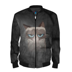Мужской бомбер 3D с принтом Grumpy Cat в городе Новоалтайск, 100% полиэстер | застегивается на молнию, по бокам два кармана без застежек, по низу бомбера и на воротнике - эластичная резинка | кот | мем | угрюмый