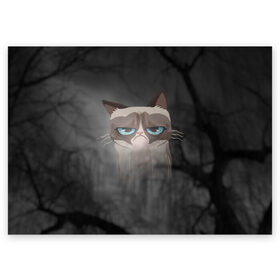 Поздравительная открытка с принтом Grumpy Cat в городе Новоалтайск, 100% бумага | плотность бумаги 280 г/м2, матовая, на обратной стороне линовка и место для марки
 | Тематика изображения на принте: кот | мем | угрюмый