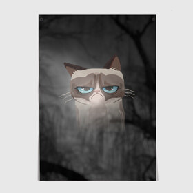 Постер с принтом Grumpy Cat в городе Новоалтайск, 100% бумага
 | бумага, плотность 150 мг. Матовая, но за счет высокого коэффициента гладкости имеет небольшой блеск и дает на свету блики, но в отличии от глянцевой бумаги не покрыта лаком | кот | мем | угрюмый