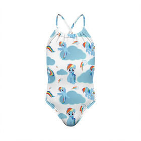 Детский купальник 3D с принтом My Little Pony в городе Новоалтайск, Полиэстер 85%, Спандекс 15% | Слитный крой, подклад по переду изделия, узкие бретели | dash | rainbow | пони | радуга