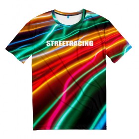 Мужская футболка 3D с принтом Streetracing в городе Новоалтайск, 100% полиэфир | прямой крой, круглый вырез горловины, длина до линии бедер | streetracing | гонки | город | дорога | свет | стритрейсер | стритрейсинг