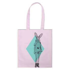 Сумка 3D повседневная с принтом Pink Rabbit в городе Новоалтайск, 100% полиэстер | Плотность: 200 г/м2; Размер: 34×35 см; Высота лямок: 30 см | hipster | rabbit | swag | кролик | хипстер