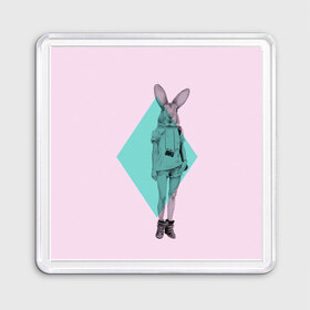 Магнит 55*55 с принтом Pink Rabbit в городе Новоалтайск, Пластик | Размер: 65*65 мм; Размер печати: 55*55 мм | Тематика изображения на принте: hipster | rabbit | swag | кролик | хипстер