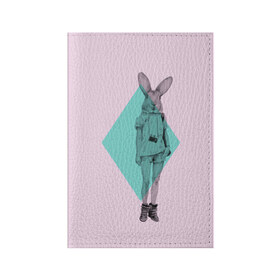 Обложка для паспорта матовая кожа с принтом Pink Rabbit в городе Новоалтайск, натуральная матовая кожа | размер 19,3 х 13,7 см; прозрачные пластиковые крепления | hipster | rabbit | swag | кролик | хипстер