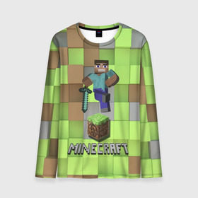 Мужской лонгслив 3D с принтом Minecraft в городе Новоалтайск, 100% полиэстер | длинные рукава, круглый вырез горловины, полуприлегающий силуэт | майнкрафт