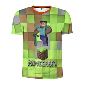 Мужская футболка 3D спортивная с принтом Minecraft в городе Новоалтайск, 100% полиэстер с улучшенными характеристиками | приталенный силуэт, круглая горловина, широкие плечи, сужается к линии бедра | Тематика изображения на принте: майнкрафт