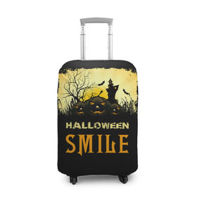 Чехол для чемодана 3D с принтом Smile в городе Новоалтайск, 86% полиэфир, 14% спандекс | двустороннее нанесение принта, прорези для ручек и колес | halloween | замок | летучая мышь | луна | праздник | привидение | тыква | хэллоуин
