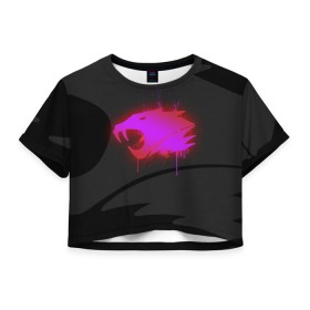 Женская футболка 3D укороченная с принтом cs:go - iBUYPOWER (Black collection) в городе Новоалтайск, 100% полиэстер | круглая горловина, длина футболки до линии талии, рукава с отворотами | 2014 | cs | csgo | ibuypower | katowice | го | кс