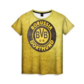 Женская футболка 3D с принтом Borussia3 в городе Новоалтайск, 100% полиэфир ( синтетическое хлопкоподобное полотно) | прямой крой, круглый вырез горловины, длина до линии бедер | borussia | bvb | football | боруссия | бундеслига | дортмунд | футбол | чемпионат германии