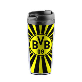Термокружка-непроливайка с принтом Borussia1 в городе Новоалтайск, внутренняя часть — пищевой пластик, наружная часть — прозрачный пластик, между ними — полиграфическая вставка с рисунком | объем — 350 мл, герметичная крышка | borussia | bvb | football | боруссия | бундеслига | дортмунд | футбол | чемпионат германии
