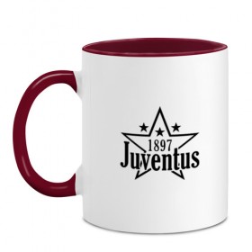 Кружка двухцветная с принтом juventus в городе Новоалтайск, керамика | объем — 330 мл, диаметр — 80 мм. Цветная ручка и кайма сверху, в некоторых цветах — вся внутренняя часть | juventus | ювентус