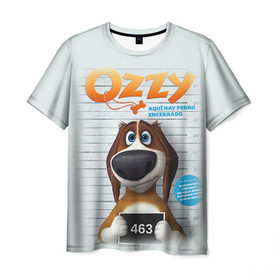 Мужская футболка 3D с принтом Ozzy в городе Новоалтайск, 100% полиэфир | прямой крой, круглый вырез горловины, длина до линии бедер | Тематика изображения на принте: dog | fast furry | бигль | большой собачий побег | мартин | мультфильм | оззи | побег | свободу разношерстным | собака
