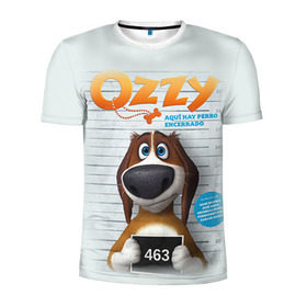 Мужская футболка 3D спортивная с принтом Ozzy в городе Новоалтайск, 100% полиэстер с улучшенными характеристиками | приталенный силуэт, круглая горловина, широкие плечи, сужается к линии бедра | dog | fast furry | бигль | большой собачий побег | мартин | мультфильм | оззи | побег | свободу разношерстным | собака
