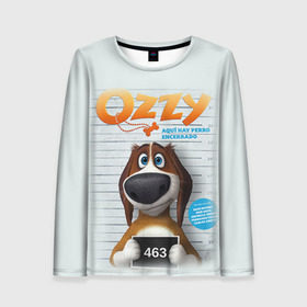 Женский лонгслив 3D с принтом Ozzy в городе Новоалтайск, 100% полиэстер | длинные рукава, круглый вырез горловины, полуприлегающий силуэт | dog | fast furry | бигль | большой собачий побег | мартин | мультфильм | оззи | побег | свободу разношерстным | собака