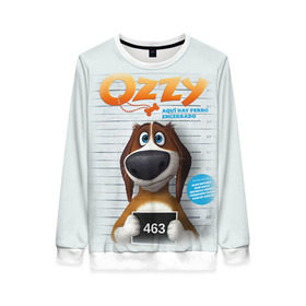 Женский свитшот 3D с принтом Ozzy в городе Новоалтайск, 100% полиэстер с мягким внутренним слоем | круглый вырез горловины, мягкая резинка на манжетах и поясе, свободная посадка по фигуре | dog | fast furry | бигль | большой собачий побег | мартин | мультфильм | оззи | побег | свободу разношерстным | собака
