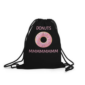 Рюкзак-мешок 3D с принтом Donuts в городе Новоалтайск, 100% полиэстер | плотность ткани — 200 г/м2, размер — 35 х 45 см; лямки — толстые шнурки, застежка на шнуровке, без карманов и подкладки | Тематика изображения на принте: simpsons