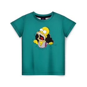 Детская футболка 3D с принтом Alien-Homer в городе Новоалтайск, 100% гипоаллергенный полиэфир | прямой крой, круглый вырез горловины, длина до линии бедер, чуть спущенное плечо, ткань немного тянется | simpsons