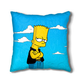 Подушка 3D с принтом Барт Симпсон в городе Новоалтайск, наволочка – 100% полиэстер, наполнитель – холлофайбер (легкий наполнитель, не вызывает аллергию). | состоит из подушки и наволочки. Наволочка на молнии, легко снимается для стирки | simpsons