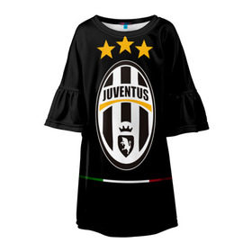 Детское платье 3D с принтом Juventus1 в городе Новоалтайск, 100% полиэстер | прямой силуэт, чуть расширенный к низу. Круглая горловина, на рукавах — воланы | football | juve | juventus | seria a | бьянконери | серия а | футбол | чемпионат италии | юве | ювентус
