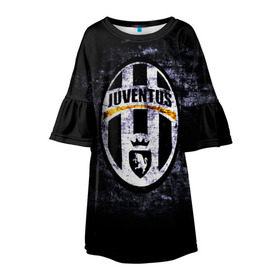 Детское платье 3D с принтом Juventus2 в городе Новоалтайск, 100% полиэстер | прямой силуэт, чуть расширенный к низу. Круглая горловина, на рукавах — воланы | football | juve | juventus | seria a | бьянконери | серия а | футбол | чемпионат италии | юве | ювентус