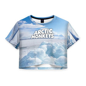 Женская футболка 3D укороченная с принтом Arctic Monkeys в городе Новоалтайск, 100% полиэстер | круглая горловина, длина футболки до линии талии, рукава с отворотами | 