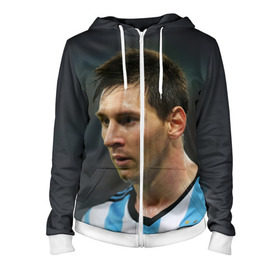Женская толстовка 3D на молнии с принтом Leo Messi в городе Новоалтайск, 100% полиэстер | длина до линии бедра, манжеты и пояс оформлены мягкой тканевой резинкой, двухслойный капюшон со шнурком для регулировки, спереди молния, по бокам два кармана | fc barcelona | football | lionel messi | messi | аргентина | барса | лео месси | фк барселона | футбол