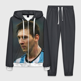 Мужской костюм 3D с принтом Leo Messi в городе Новоалтайск, 100% полиэстер | Манжеты и пояс оформлены тканевой резинкой, двухслойный капюшон со шнурком для регулировки, карманы спереди | fc barcelona | football | lionel messi | messi | аргентина | барса | лео месси | фк барселона | футбол