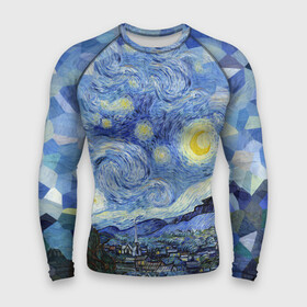 Мужской рашгард 3D с принтом Звездная ночь в городе Новоалтайск,  |  | starry night | ван гог | город | звезды | импрессионизм | луна | ночь | художник