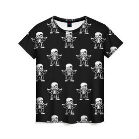 Женская футболка 3D с принтом Undertale Sans (узор) в городе Новоалтайск, 100% полиэфир ( синтетическое хлопкоподобное полотно) | прямой крой, круглый вырез горловины, длина до линии бедер | Тематика изображения на принте: 