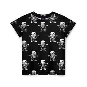 Детская футболка 3D с принтом Undertale Sans (узор) в городе Новоалтайск, 100% гипоаллергенный полиэфир | прямой крой, круглый вырез горловины, длина до линии бедер, чуть спущенное плечо, ткань немного тянется | Тематика изображения на принте: 