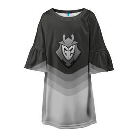 Детское платье 3D с принтом G2 Esports Uniform в городе Новоалтайск, 100% полиэстер | прямой силуэт, чуть расширенный к низу. Круглая горловина, на рукавах — воланы | counter strike | cs go | g2 esports | swat | terrorist | г2 еспорт | контр страйк | кс го | спецназ