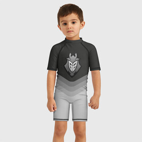Детский купальный костюм 3D с принтом G2 Esports Uniform в городе Новоалтайск, Полиэстер 85%, Спандекс 15% | застежка на молнии на спине | counter strike | cs go | g2 esports | swat | terrorist | г2 еспорт | контр страйк | кс го | спецназ