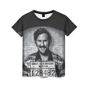 Женская футболка 3D с принтом Pablo Escobar в городе Новоалтайск, 100% полиэфир ( синтетическое хлопкоподобное полотно) | прямой крой, круглый вырез горловины, длина до линии бедер | пабло | эскобар