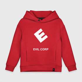 Детское худи Oversize хлопок с принтом Evil corporation в городе Новоалтайск, френч-терри — 70% хлопок, 30% полиэстер. Мягкий теплый начес внутри —100% хлопок | боковые карманы, эластичные манжеты и нижняя кромка, капюшон на магнитной кнопке | Тематика изображения на принте: mister | mr | robot | зла | корпорация | мистер | робот