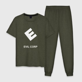 Мужская пижама хлопок с принтом Evil corporation в городе Новоалтайск, 100% хлопок | брюки и футболка прямого кроя, без карманов, на брюках мягкая резинка на поясе и по низу штанин
 | mister | mr | robot | зла | корпорация | мистер | робот