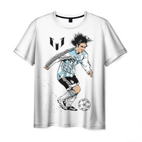 Мужская футболка 3D с принтом Messi в городе Новоалтайск, 100% полиэфир | прямой крой, круглый вырез горловины, длина до линии бедер | Тематика изображения на принте: barselona | messi | аргентина | барселона | испания | месси | мяч | футбол
