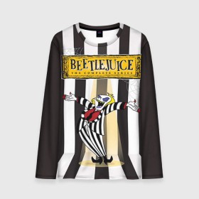 Мужской лонгслив 3D с принтом Beetlejuice в городе Новоалтайск, 100% полиэстер | длинные рукава, круглый вырез горловины, полуприлегающий силуэт | beetlejuice | битлджус | битлжус | тим бёртон