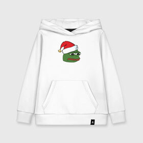 Детская толстовка хлопок с принтом New year sad frog в городе Новоалтайск, 100% хлопок | Круглый горловой вырез, эластичные манжеты, пояс, капюшен | pepe | новогодний | пепе | шапка